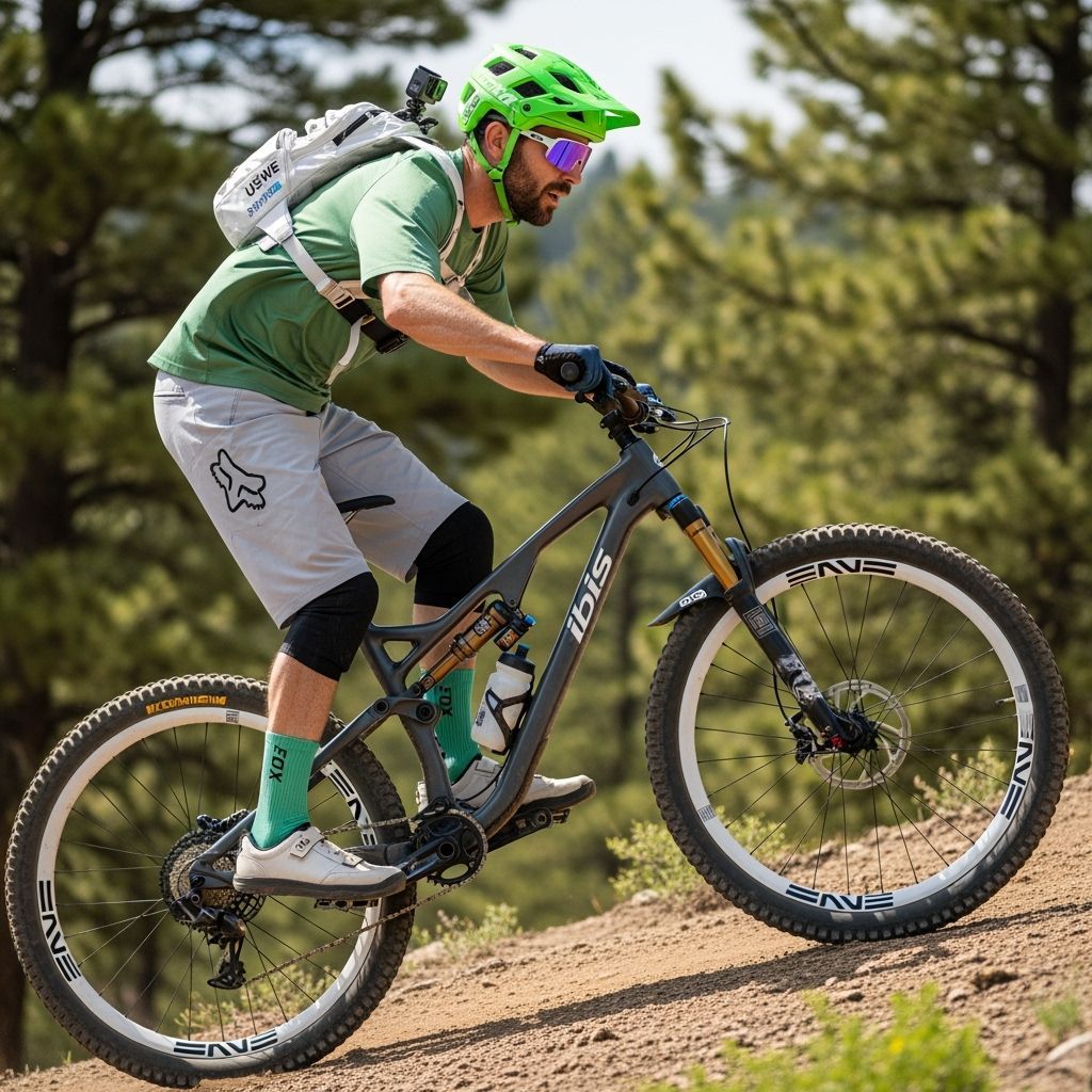 Mountain Biker Ascends Steep Rocky Mountain Trail