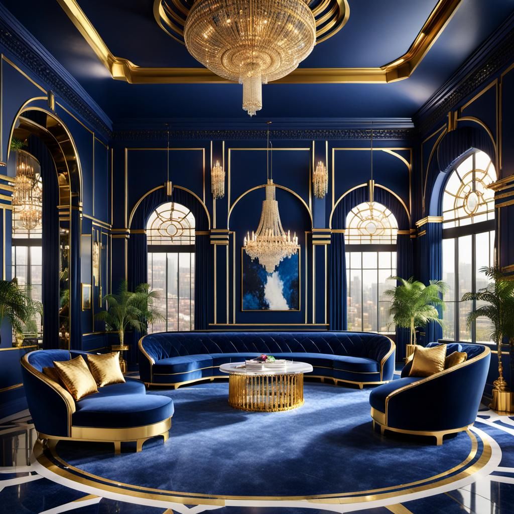 Glamorous Art Deco Lounge with Golden Accents