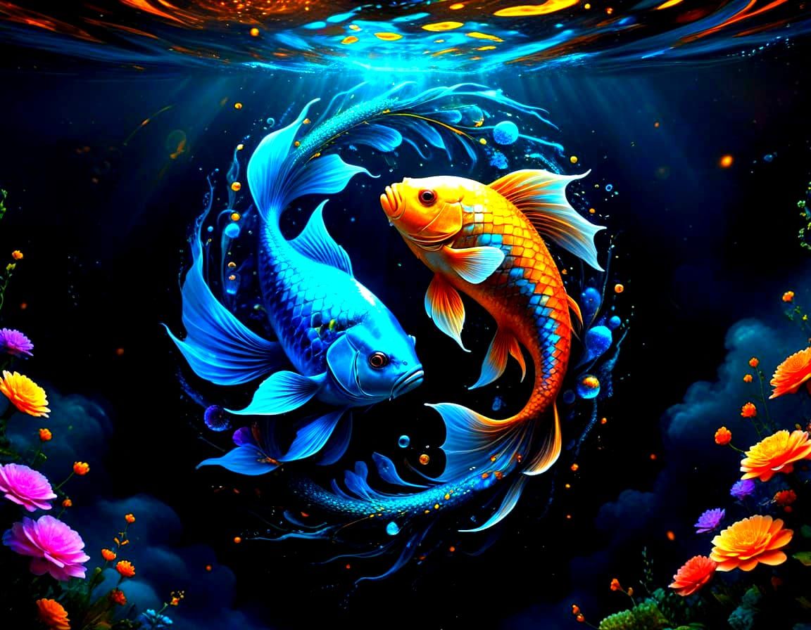 ZIN YIN YANG CIRCLE. Two fish biting each others tail. EACH ...