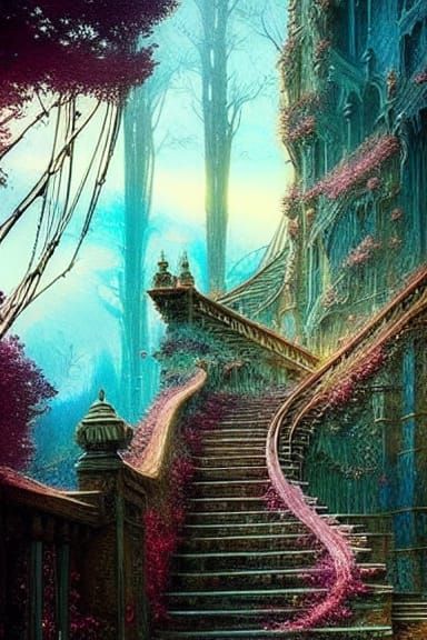 Stairway to the Stars: Epic Fantasy Landscape