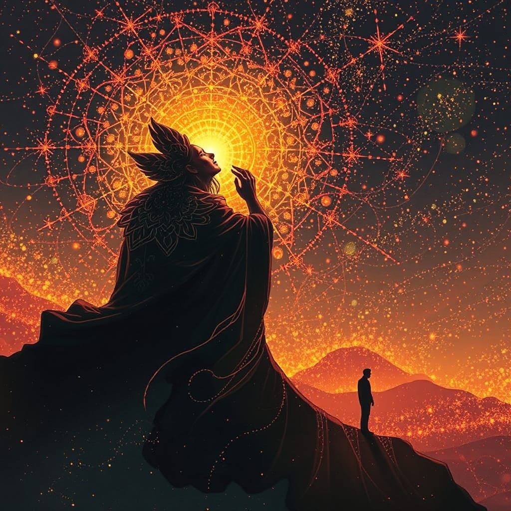 Surreal Deity in Pointillist Photography Style