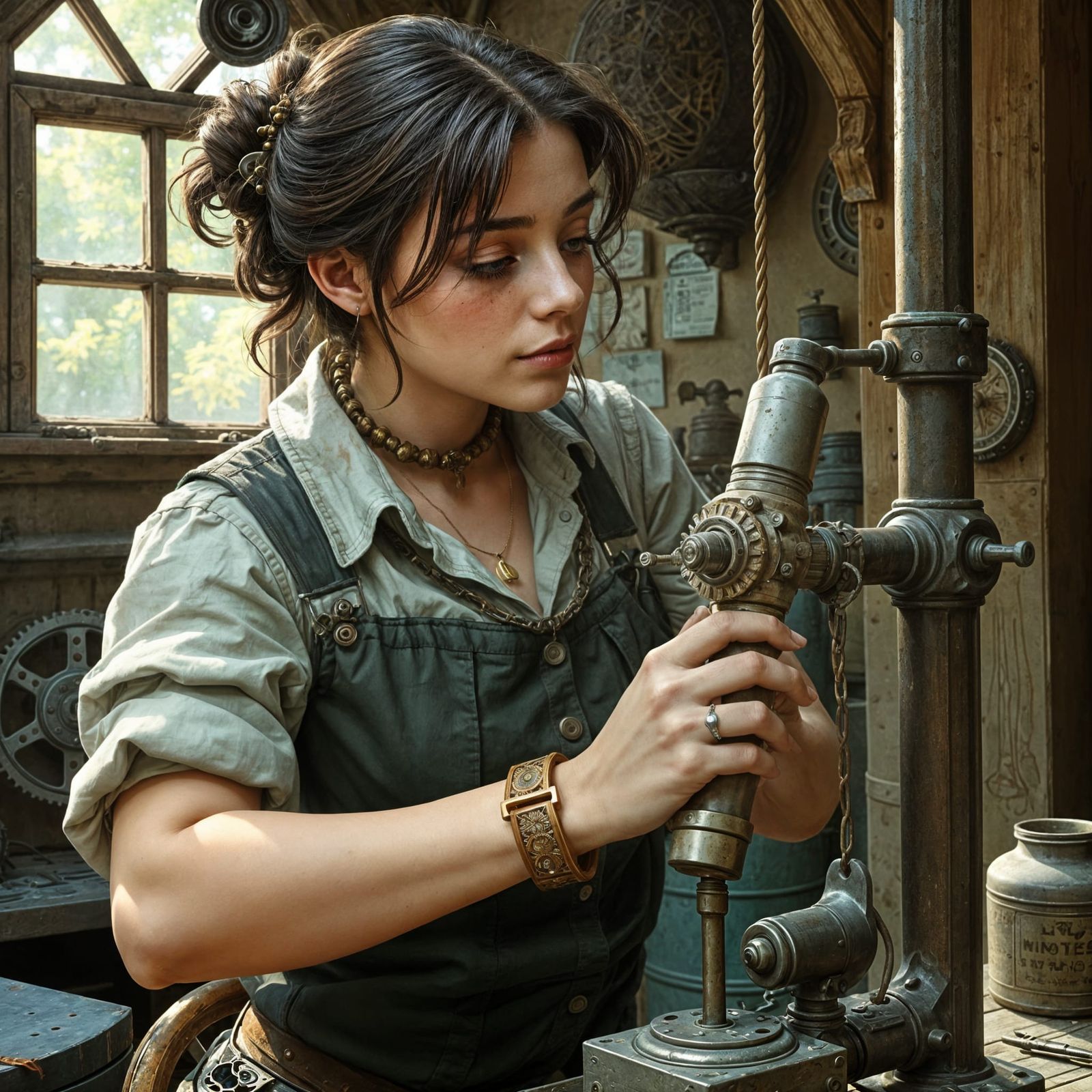 Surreal Fantasy Tinkerer in a Whimsical Workshop