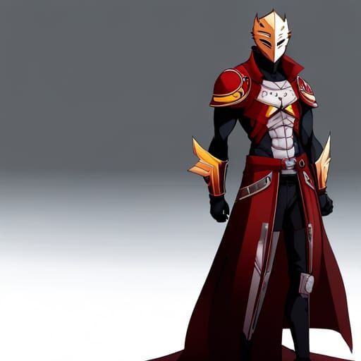 Fiery Knight Superhero in Anime Style