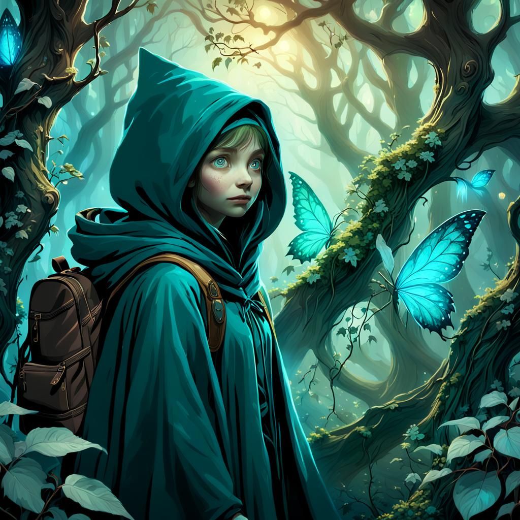 Fairy Watching Traveler in Enchanted Forest