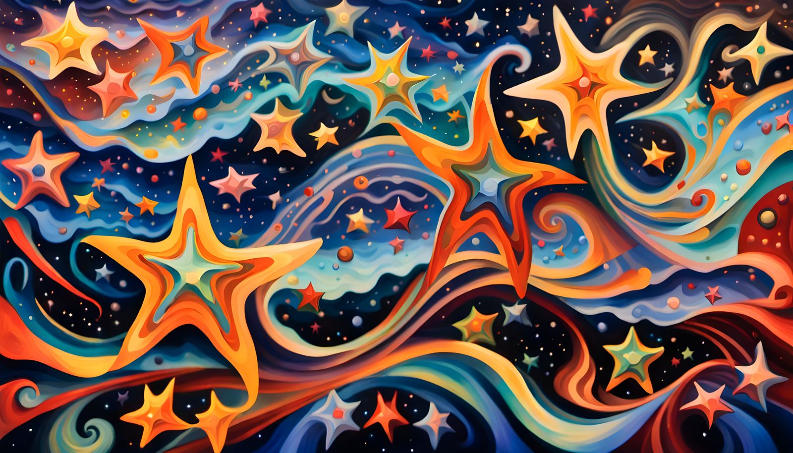 Iridescent Stars Form Cosmic Being: Aboriginal-Style Paintin...