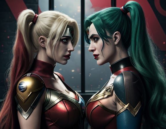 Wonder Woman vs Harley Quinn in Epic Comic Book Art