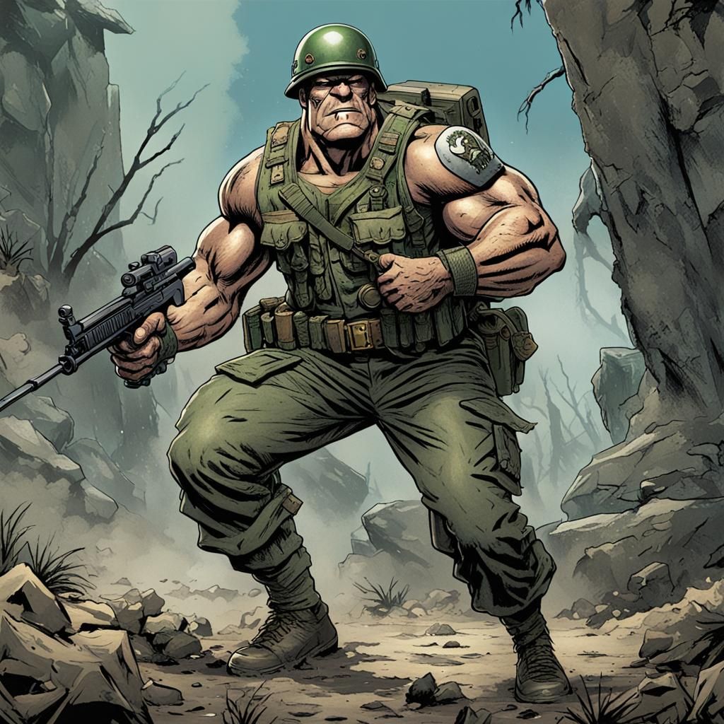 Comic Book Sgt. Rock Troll with Thompson