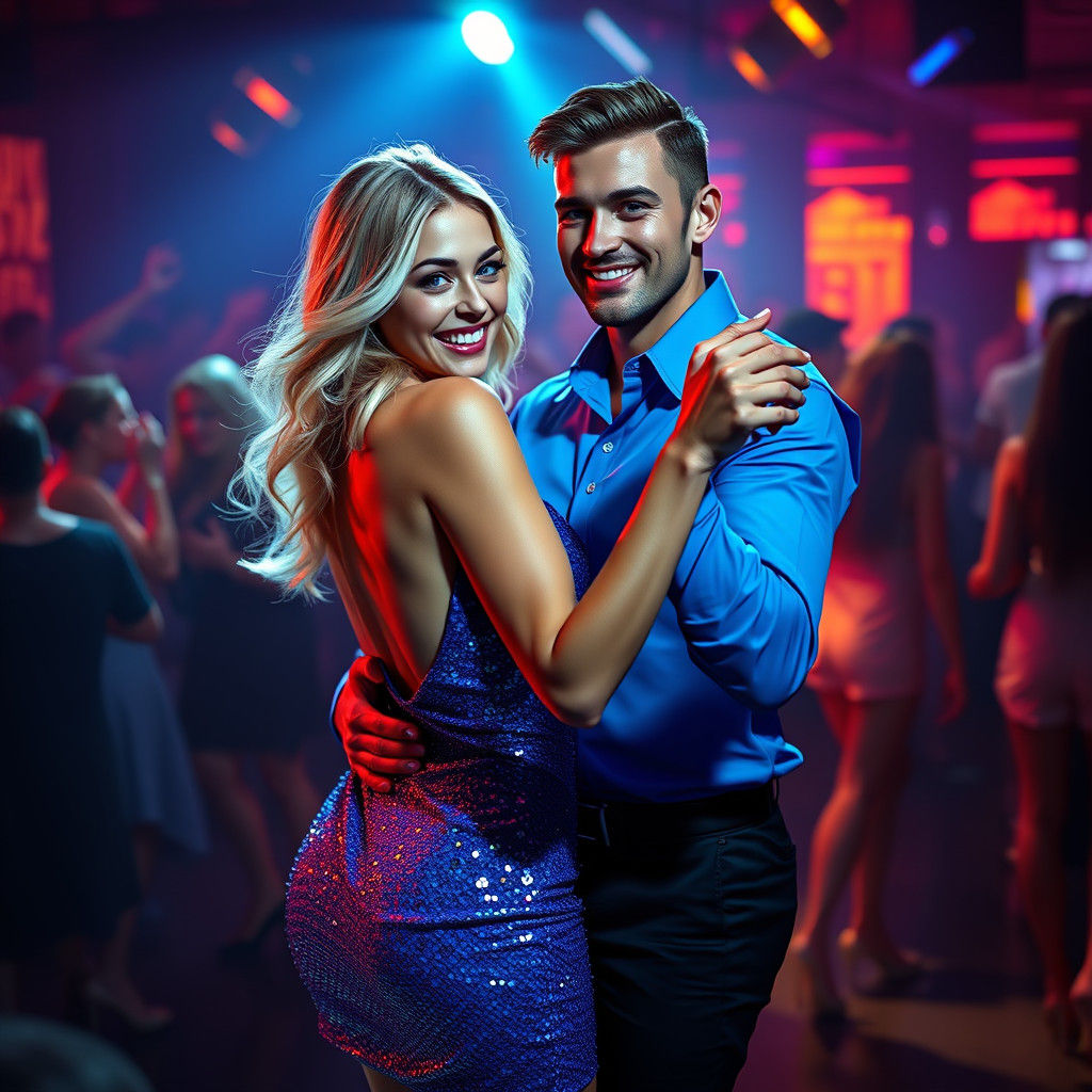 Nightclub Dance: Vibrant Woman in Fantasy Art Style