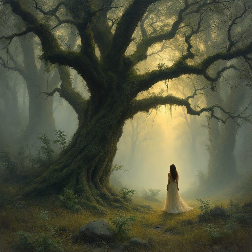 Misty Forest Woman: Symbolist and Fantasy Art