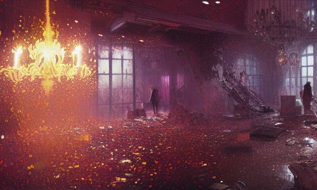 Glitter Room Explosion in Hyperdetailed Style