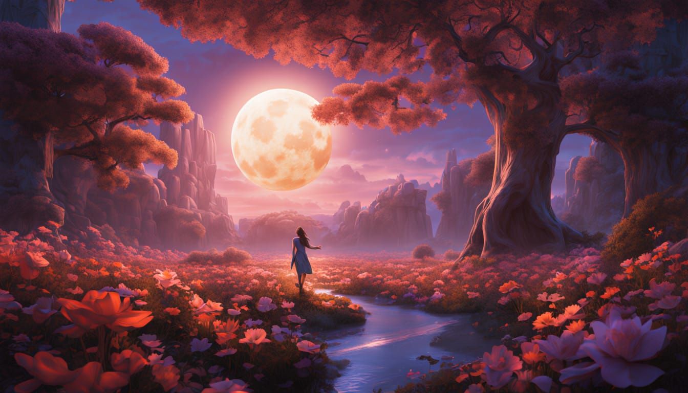 Ethereal Goddess Lilith in a Dreamlike Garden of Vibrant Flo...