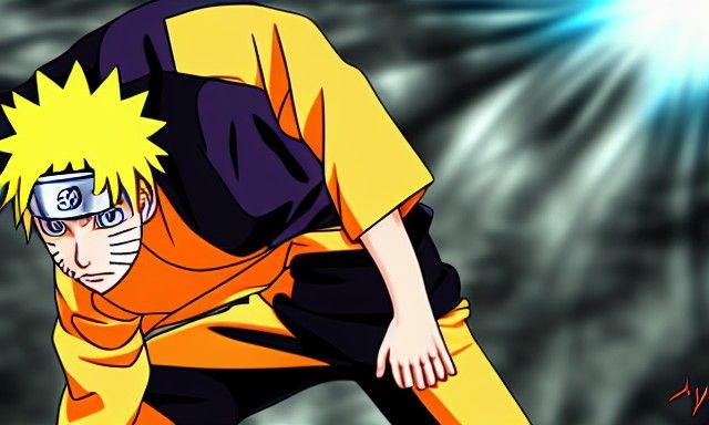 Naruto Uzumaki Nine Tails Hyperdetailed Digital Art