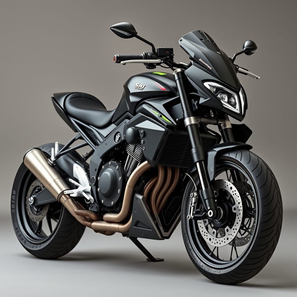 Aggressive Custom Motorcycle in Biomechanical Futuristic Sty...