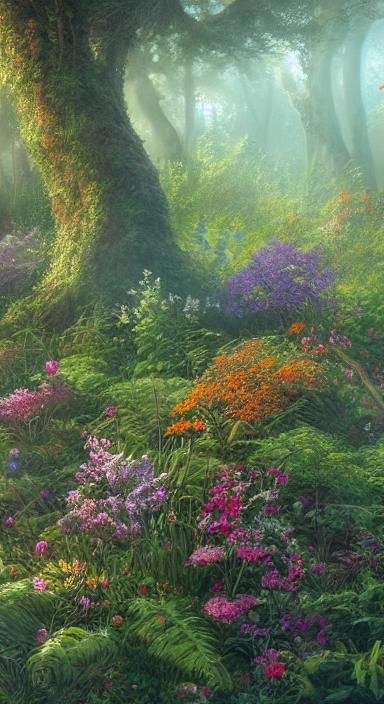 Serene Woman in Forest: Hyperrealistic Splash Art