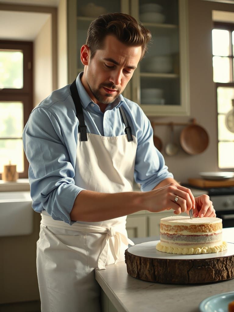 Elegant Baker Caught in Warm, Golden Light