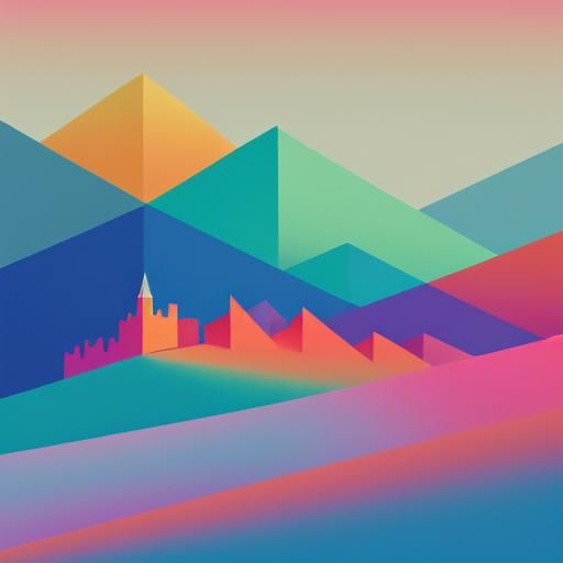 Geometric Abstraction in Cubist Style, Golden Hour