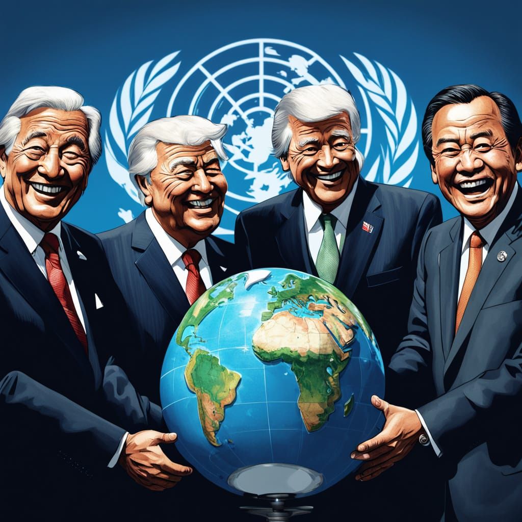 World Leaders Laughing Together at UN Headquarters