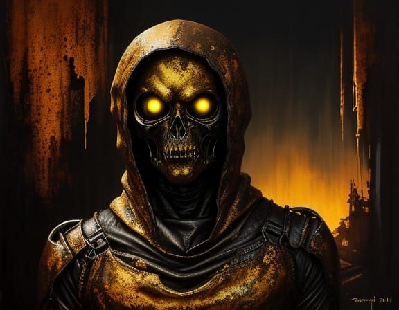 Alien in Garish Outfit Defiles Itself in Oil Painting