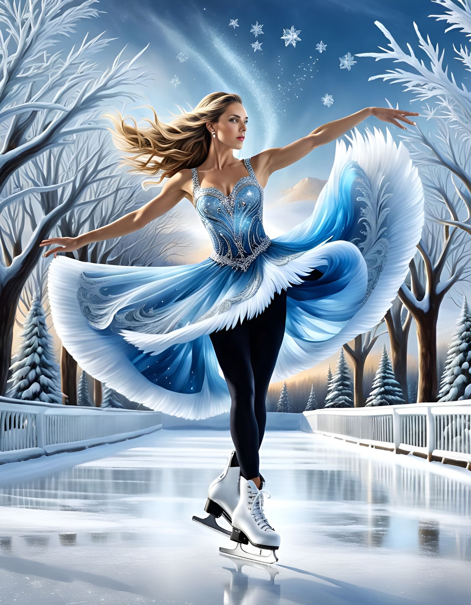 Magical Ice Skater's Elaborate Leap
