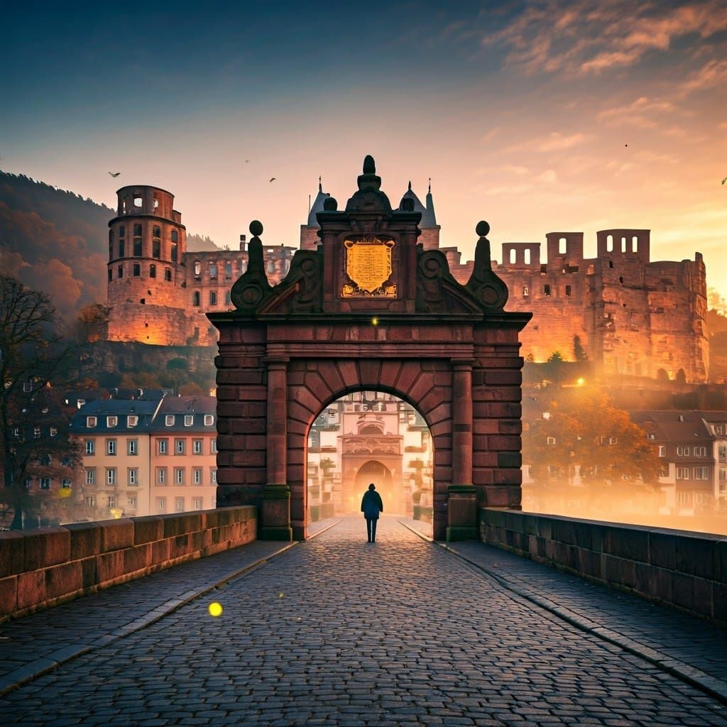Ethereal Heidelberg Bridge at Golden Hour