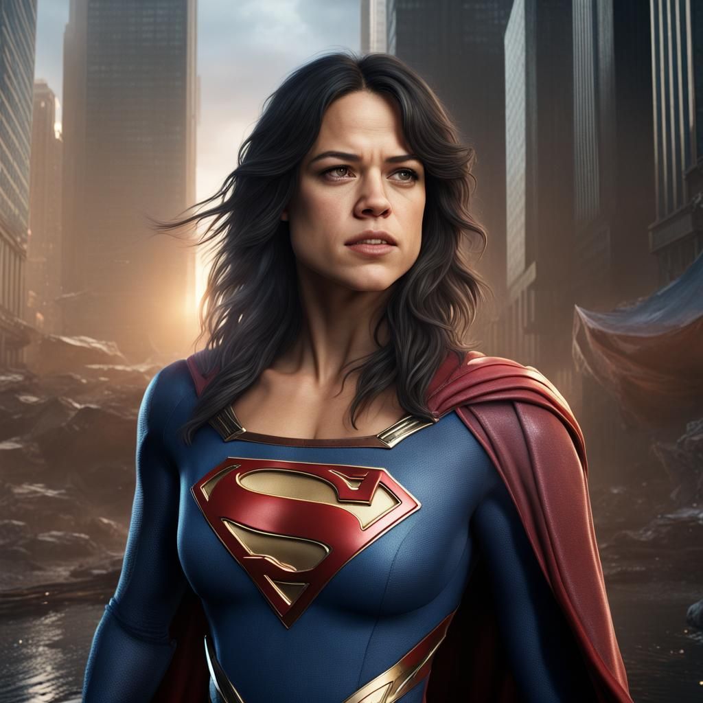 Michelle Rodriguez as Supergirl: Detailed Matte Painting