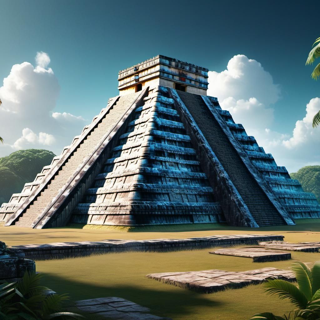 Chichen Itza Cake Art: Detailed Matte Painting