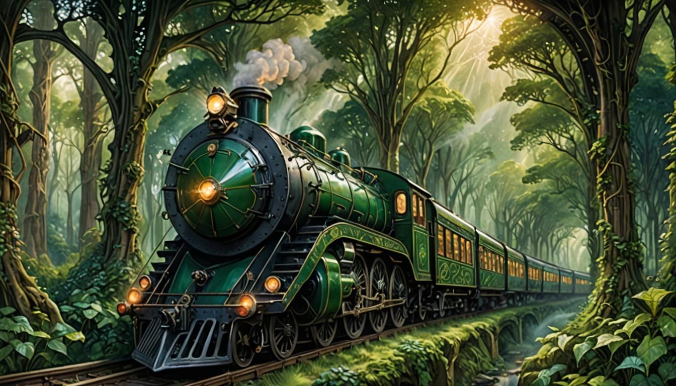 Elven Steam Train Through Enchanted Forest