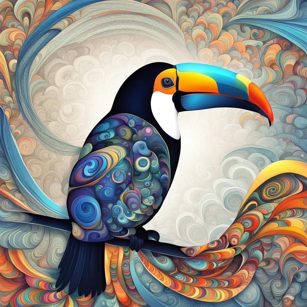 Cute Toucan in Abstract Vector Fractal Style