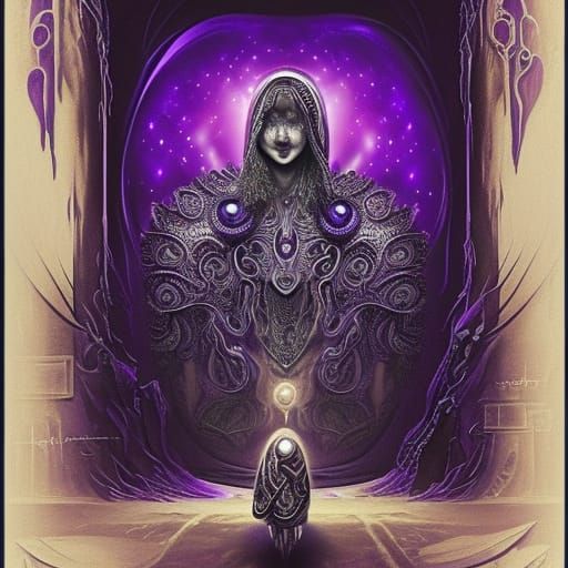 Biopunk Alien Portrait in Mushroom Street, Digital Art
