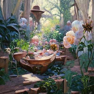 Secret Flower Garden as Oil Painting