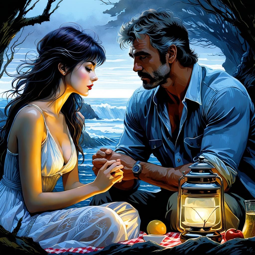 Intense Romantic Candlelit Sea Picnic 🐚💛🥪