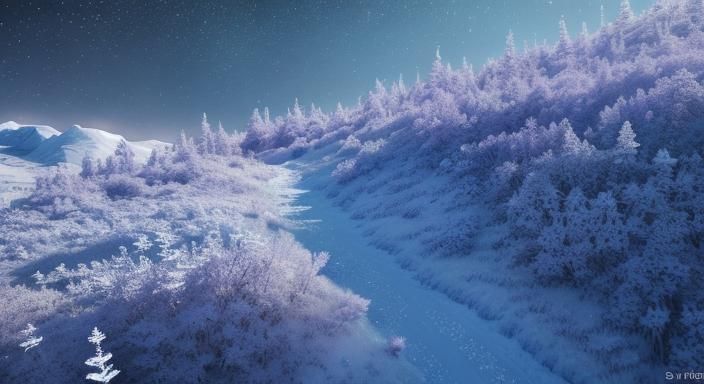 Dreamy Snowy Meadow Landscape Photography