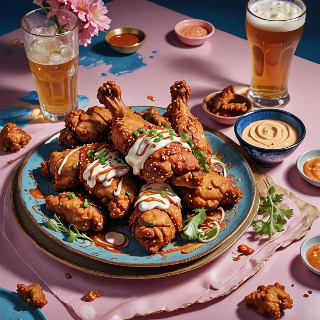 Korean Fried Chicken with Spicy Garlic Mayo