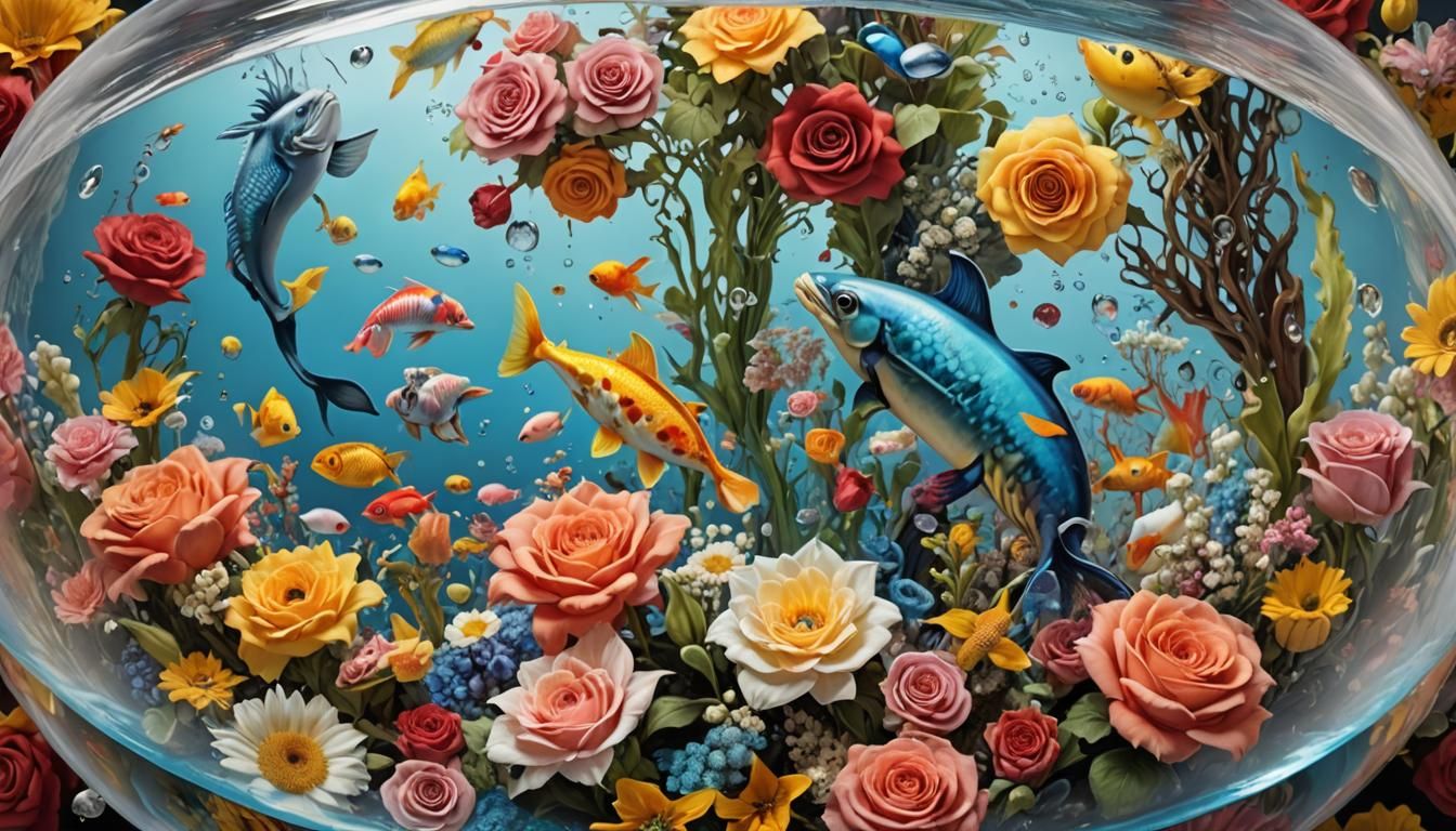 Surreal Aquatic Scene in Salvador Dali Style