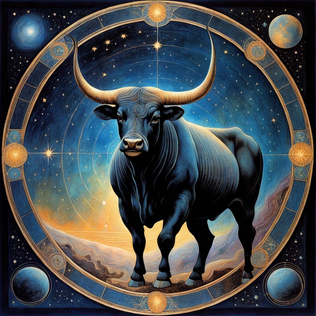 Taurus Constellation in Gold Celestial Art