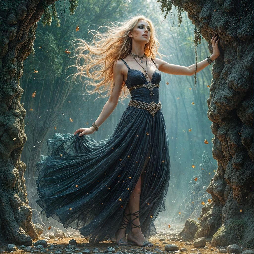 Surreal Witch in Magic Maze Illustration