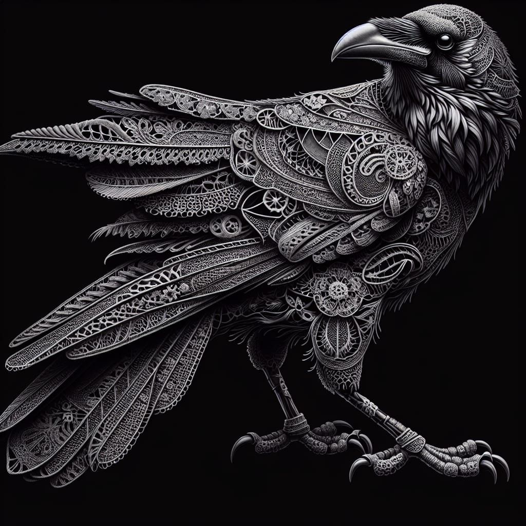 Lace Raven Digital Art