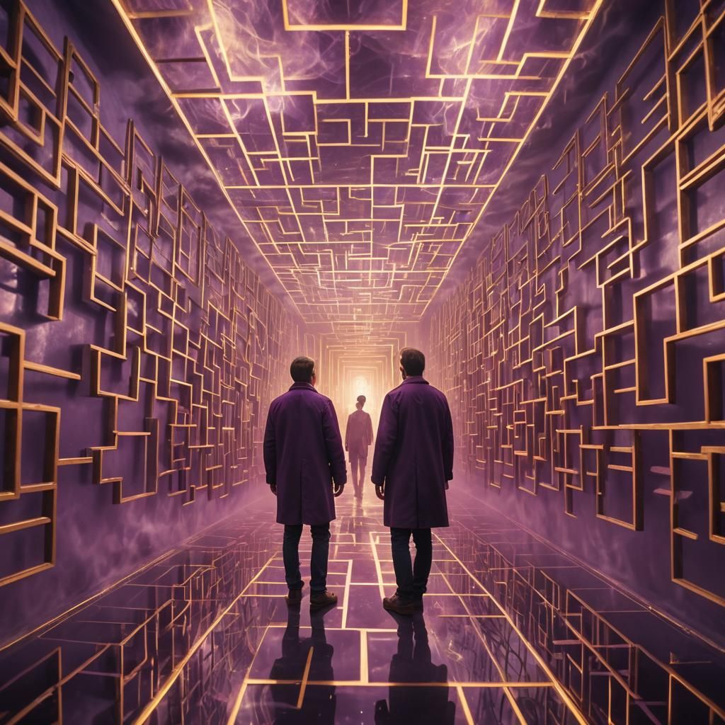 Infinite Reflections: Surreal Maze of Mirrors