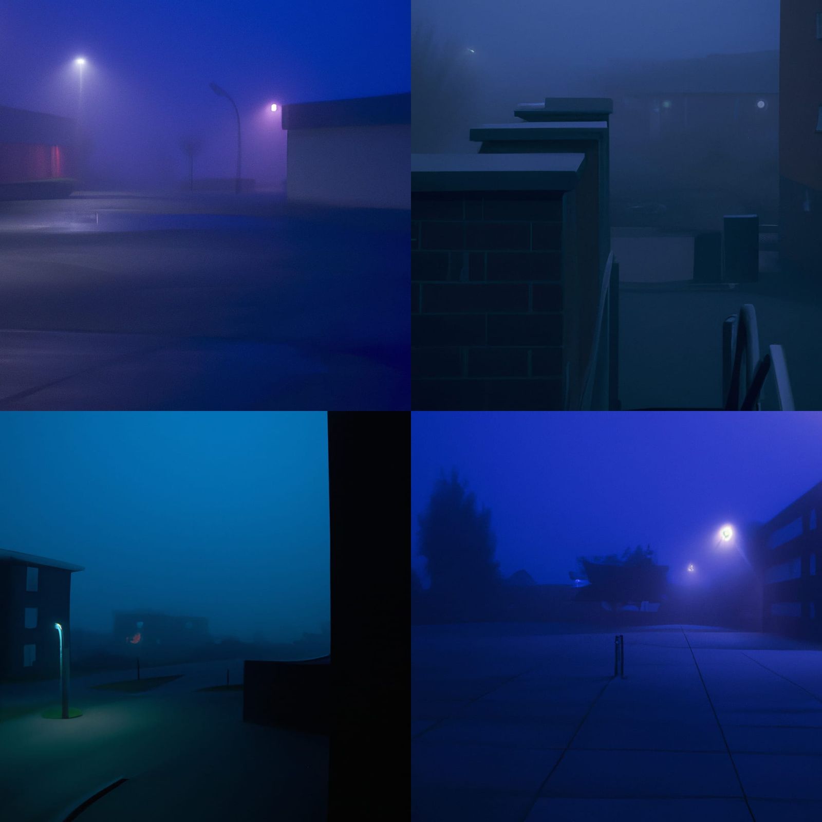 Eerie Blue Fog in Abandoned Suburb