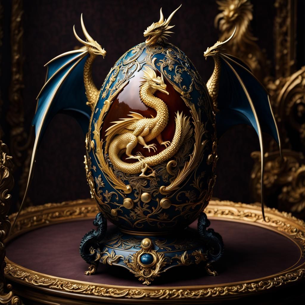 Dragon Hatching From Ornate Faberge Egg