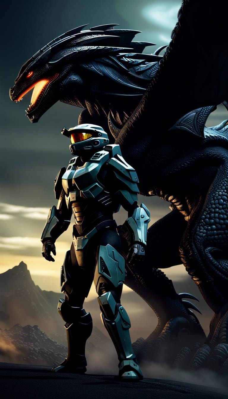 Master Chief and Black Dragon in Cell Shading