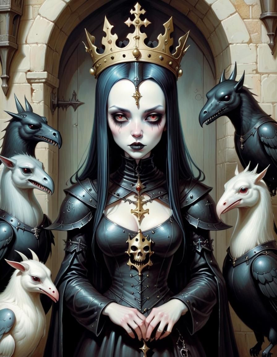 Medieval Goth Queen Portrait in Dark Fantasy Style