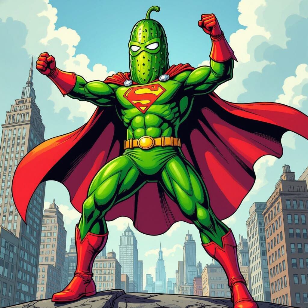 Heroic Pickle in Comic Book Style