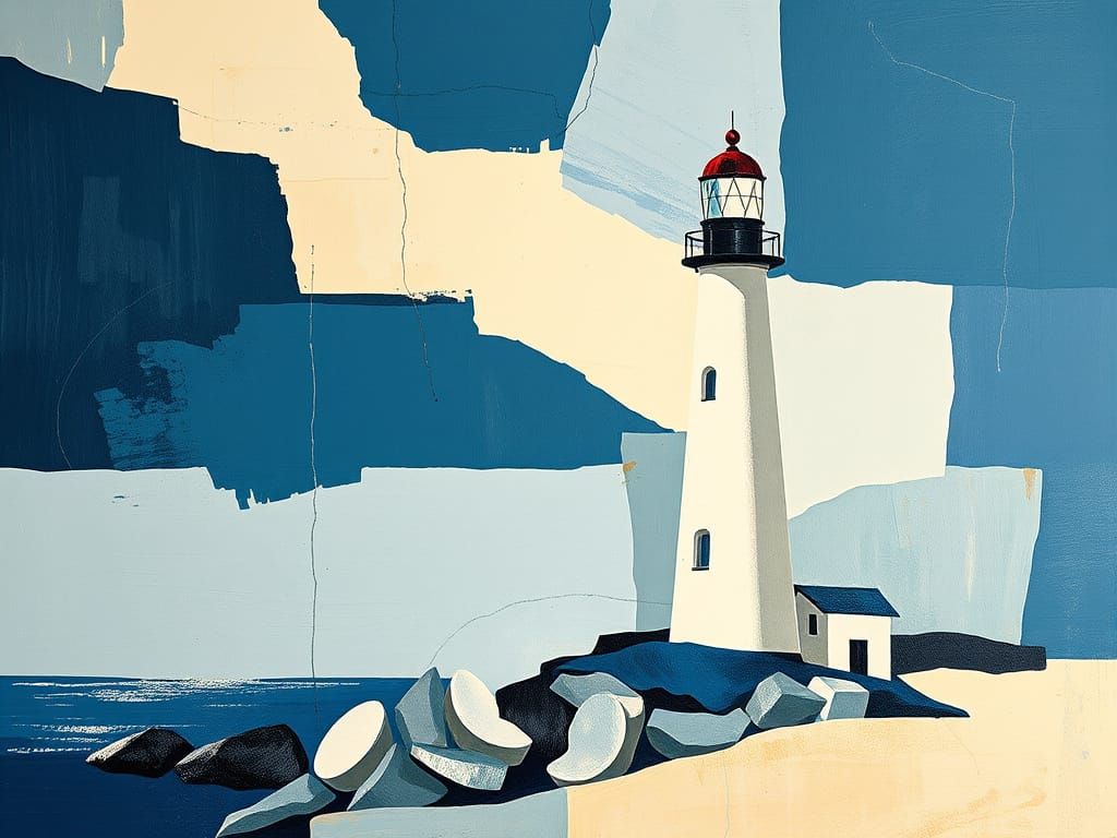 Mondrian-Inspired Abstractions of Lighthouse Elegance