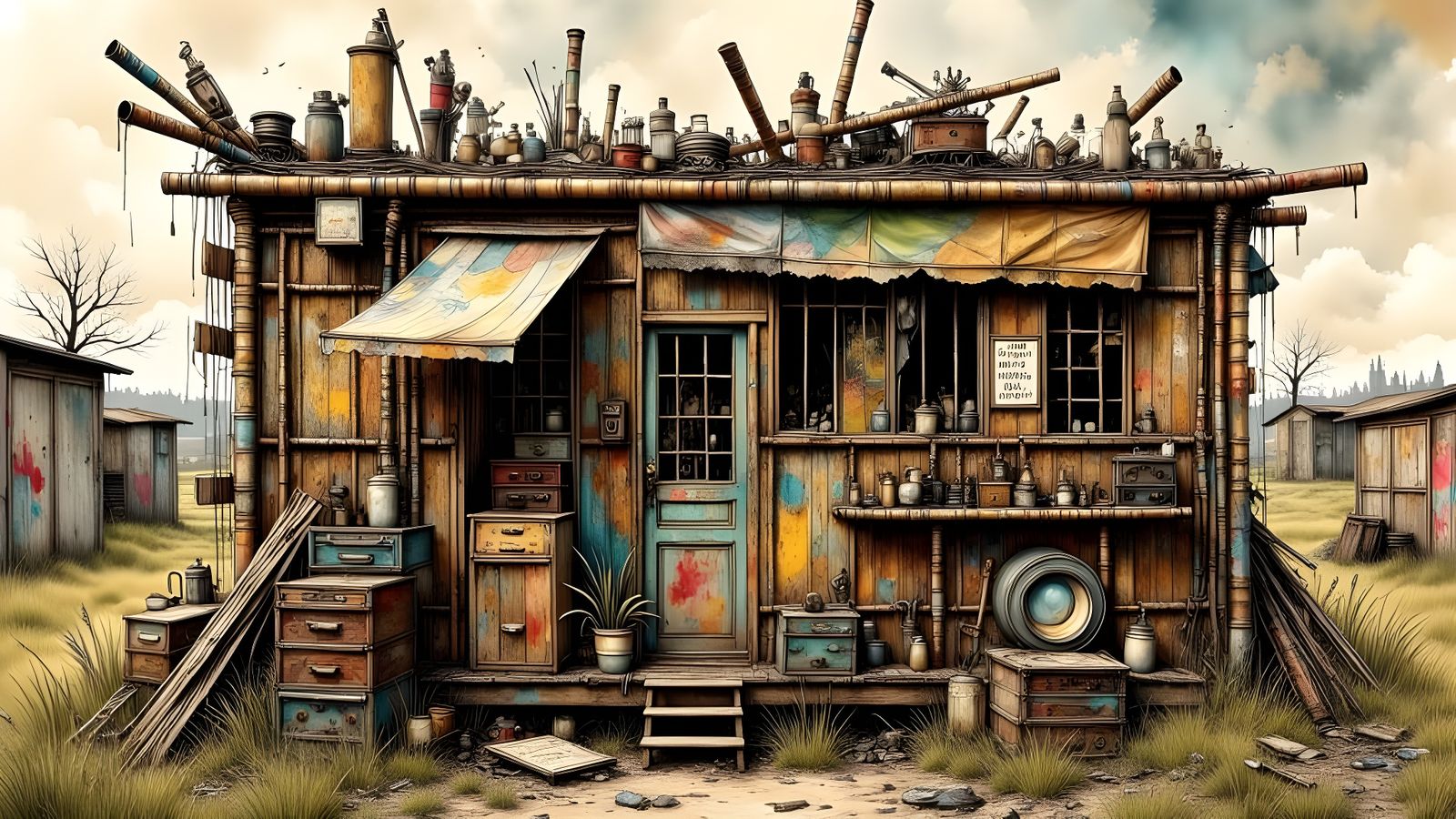 Detailed Bamboo Structure in Digital Art Style