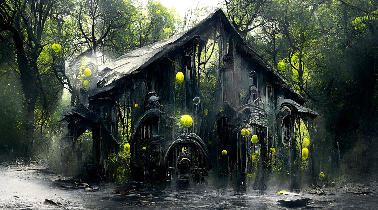 Ominous Witch House in the Woods