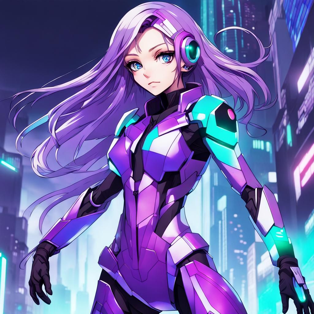 Sci-Fi Anime Girl with Cybernetic Enhancements
