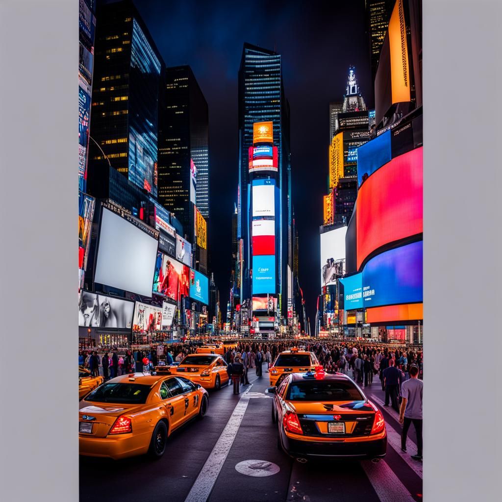 Times Square at Night: Hyperrealistic Fine-Art Photograph