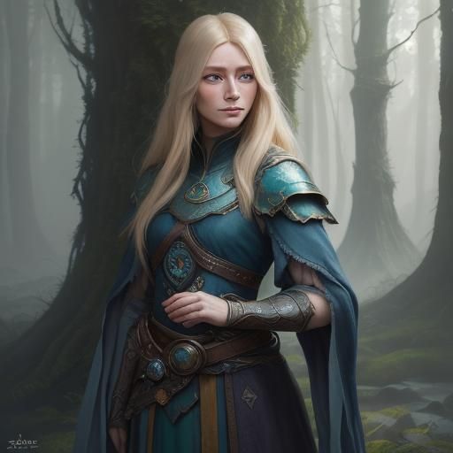 Young Girl in Whimsical Forest: Digital Concept Art