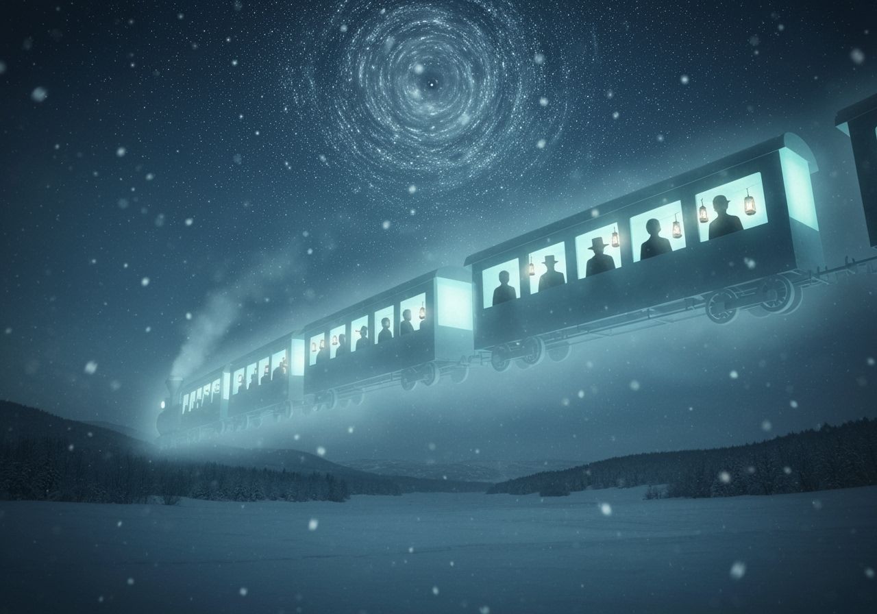 Spectral Train Journey Through a Starry Snow Valley